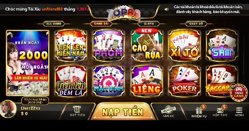 Top88 – Chơi hay – nhận thưởng lớn tại game TOP88
